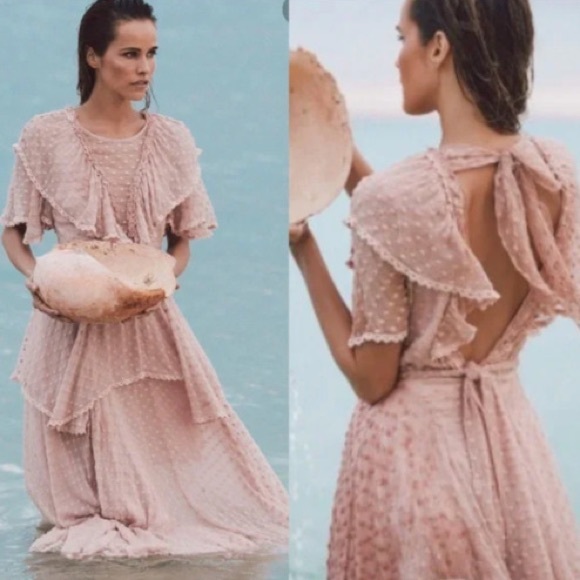 NEW 🌟ZOE SILK GOWN NWOT NEW MAXI Ruffled Dress SZ SMALL - Picture 2 of 5